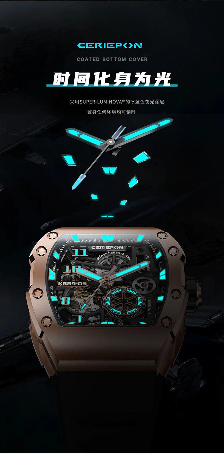 New Fashion Men Mechanical Automatic Wristwatch Pagani Design Richard Similar Hand Silicone Band Sport Watches Relogio Masculino