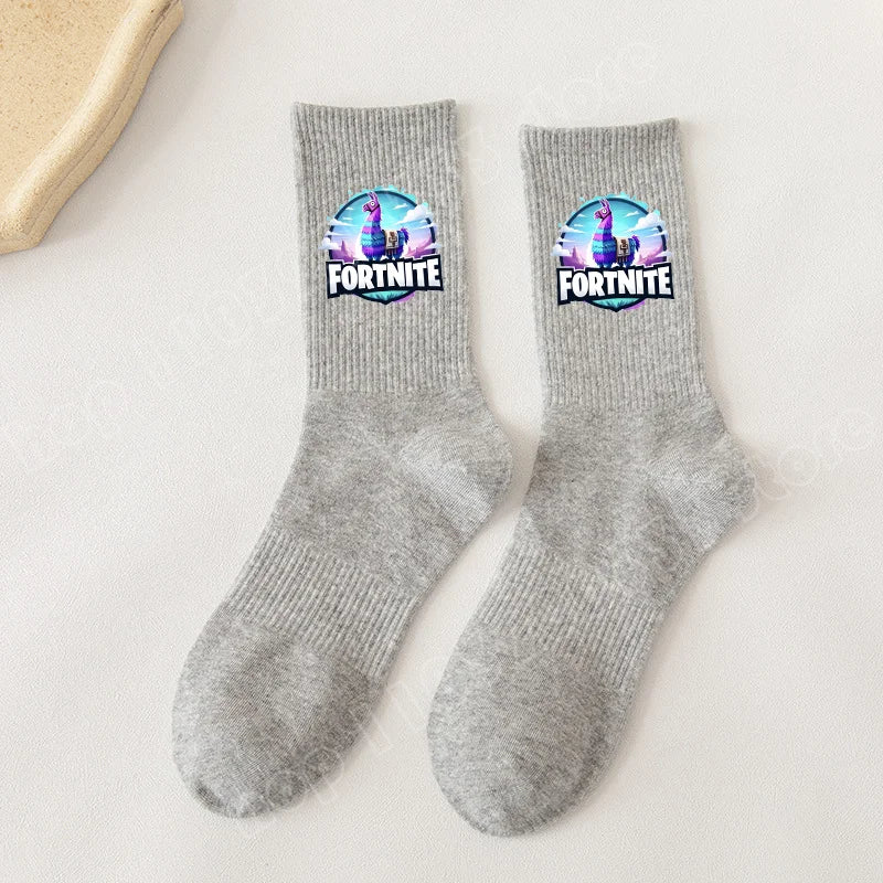 Fortnite Socks Cartoon Game Character Long Socks for Kids and Students in Spring and Autumn Solid Color Cotton Socks Birthday Gifts