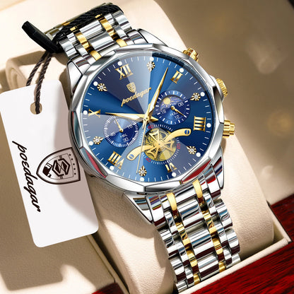 POEDAGAR Luxury Fashion Men Clock Waterproof Luminous Chronograph Male Watch Stainless Steel Quartz Business Men's Watches Reloj