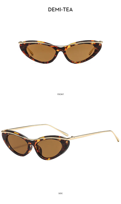 Fashion Small Cat Eye Sunglasses Women 2026 Luxury Brand Punk Metal Frame Sunglass Vintage Sexy Traveling Eyewear UV400 Shades