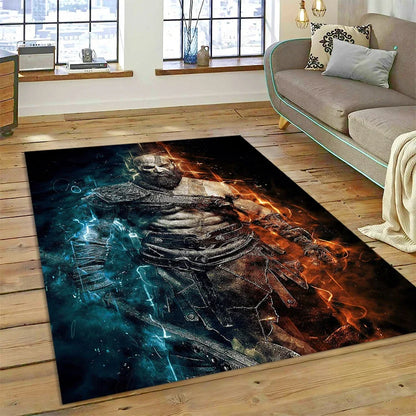 God of War Games Kratos Cartoon 3D Carpet Rug for Bedroom Living Room Home Sofa Decoration,Children Game Large Decor Floor Mat