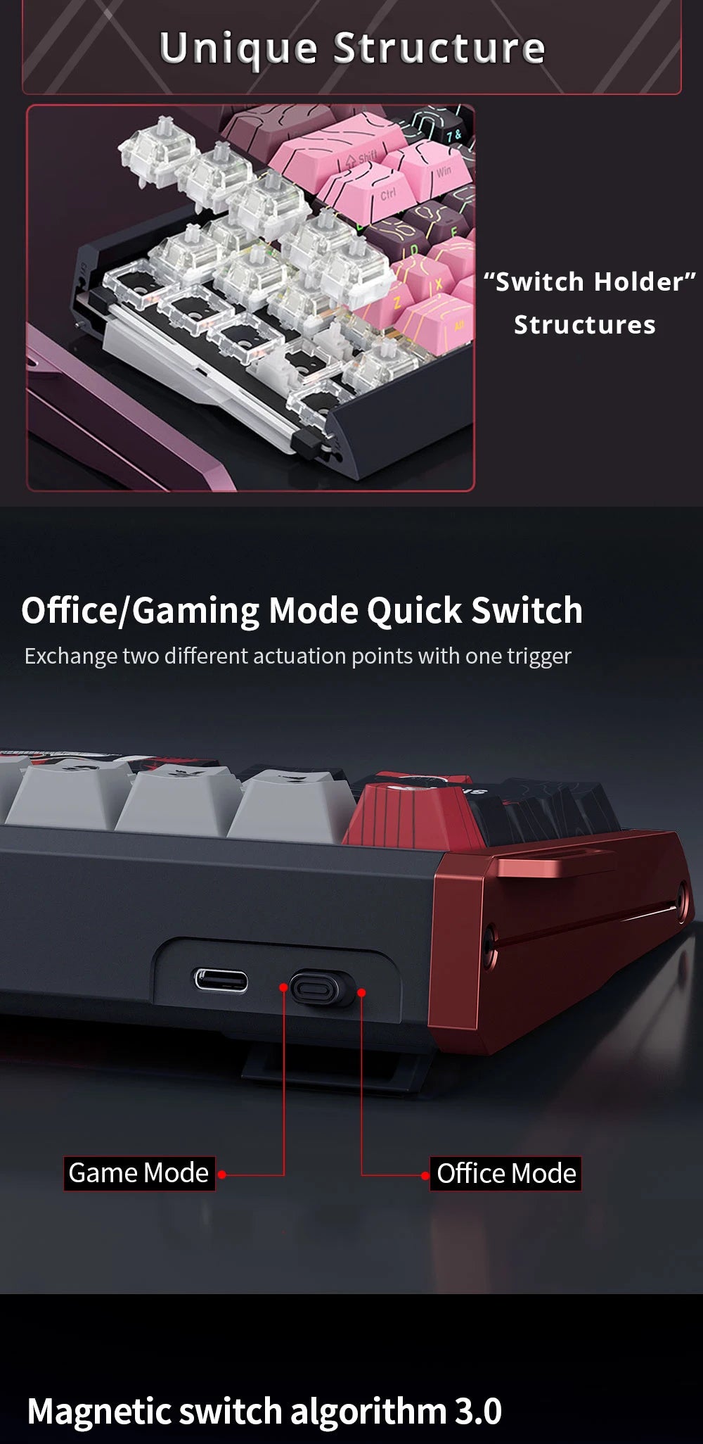 Tastiera magnetica SKYLOONG GK61/GK68 HE con case in alluminio, 8000hz, RT0.01mm, Rapid Trigger, keycap PBT, retroilluminazione RGB, tastiera gaming cablata