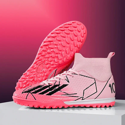Nouvelles chaussures de football pour hommes, chaussures de sport antidérapantes ultralégères à haute cheville pour l'extérieur, chaussures de futsal antidérapantes pour l'intérieur, chaussures de football de haute qua