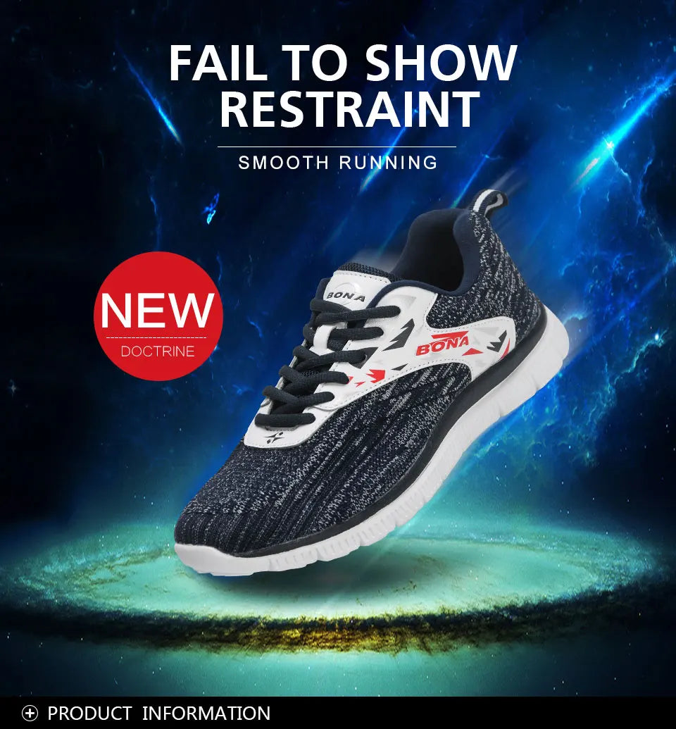 BONA 2023 New Designers Soft Running Shoes Lightweight Breathable Sneakers Man Jogging Walking Athletic Training Shoe Mansculino