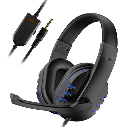 Casque filaire 3,5 mm pour jeux, écouteurs pour musique, compatible avec PS4, PlayStation 4, jeux PC, chat, ordinateur, avec microphone.