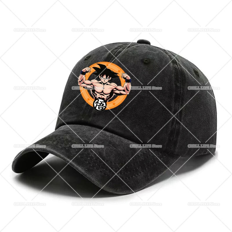 Anime Dragons Ball Men Washed Baseball Cap Son Goku Adults Retro Peaked Cap Outdoor Sport Hip-hop Dad Hat Unisex Mesh Sunhat