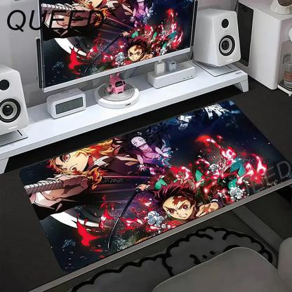 Podloga za računalni stol i tipkovnicu, anime podloga za miš, kawaii djevojka, 900x400mm, gumena protuklizna podloga za miš, Demon Slayers XL