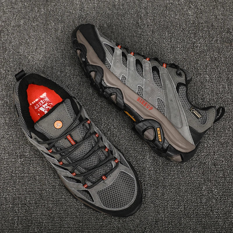 HIKEUP: Zapatillas de senderismo para hombre, de diseño, para escalada y trekking, de cuero, para deportes al aire libre, trabajo y carrera.