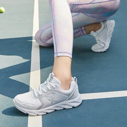 Xtep Running Shoes Non-Slip Soft Women’s Sports Shoes Leather Upper Shock Absorption Female Sneakers 879318110073