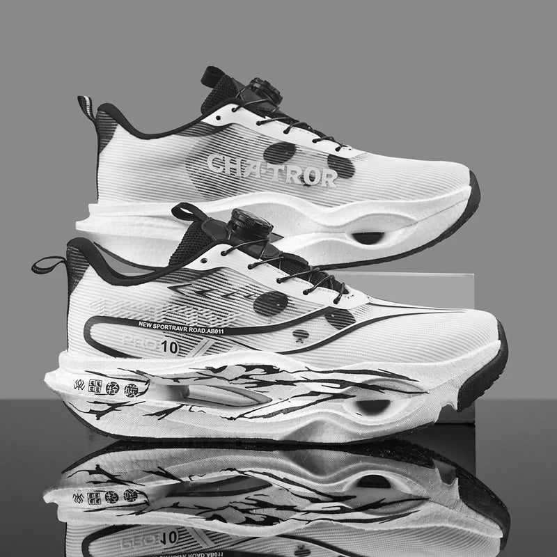 Men's Performance Carbon Plate Running Shoes Women Wide Fit Soft Breathable Mesh Upper Rubber Outsole Sneakers for Marathon Race