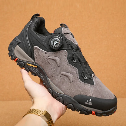 HIKEUP: Zapatos de piel para hombre, zapatillas de senderismo para actividades al aire libre, zapatillas de trekking para turismo, zapatillas de trail running para escalada y montaña, tensor