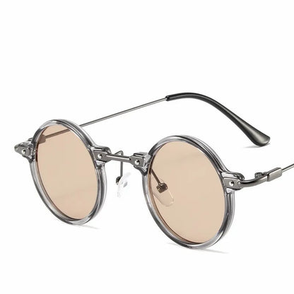 Occhiali da sole rotondi per uomo e donna, occhiali da sole retrò in stile steampunk, occhiali da sole da uomo e da donna, occhiali da sole di marca, montatura in metallo, occhiali da sole
