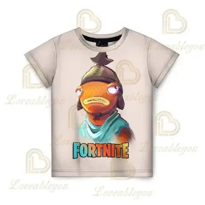 Fortnite-aiheinen uusi kesäinen lasten T-paita, 3D-painettu, pojille ja tytöille, katumuotia, aikuisten ja lasten vaatteet, hauska T-paita, pyöreäkauluksinen paita