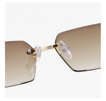 Vintage Rectangle Sunglasses Men New Rimless Fashion Beach Shades Women Trendy Luxury Brand Design Casual Anti-UV Sun Glasses