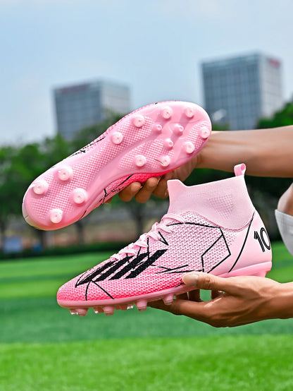 Nouvelles chaussures de football pour hommes, chaussures de sport antidérapantes ultralégères à haute cheville pour l'extérieur, chaussures de futsal antidérapantes pour l'intérieur, chaussures de football de haute qua