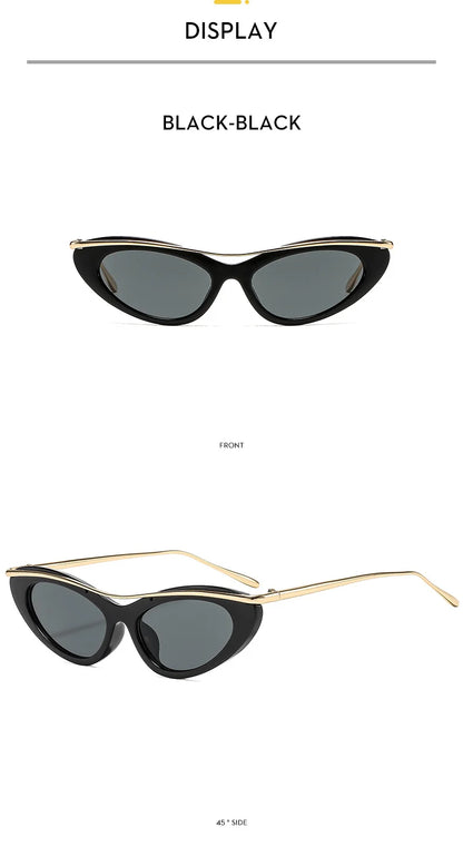 Fashion Small Cat Eye Sunglasses Women 2026 Luxury Brand Punk Metal Frame Sunglass Vintage Sexy Traveling Eyewear UV400 Shades