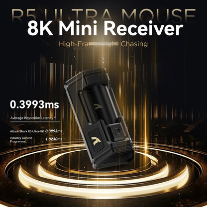 ATTACK SHARK R5 Ultra trådløs gamingmus i kulfiber, PixArt PAW3950MAX-gamingsensor, 42000DPI, 8000Hz, MCU Nordic 52840
