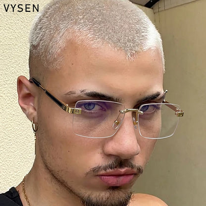 Vintage Rimless Rectangle Sunglasses Men 2026 Luxury Brand Designer Square Metal Frame Sun Glasses Hip Hop Y2K Fashion Eyewear