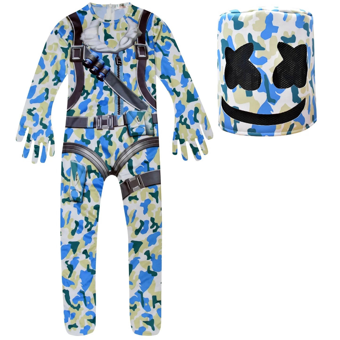 ❤★❤Fatos macacão DJ guerrilla warfare para crianças, roupa de cosplay de palhaço, fato de Halloween, Natal, festa temática, jogo, cosplay Fortnites Co★♥★