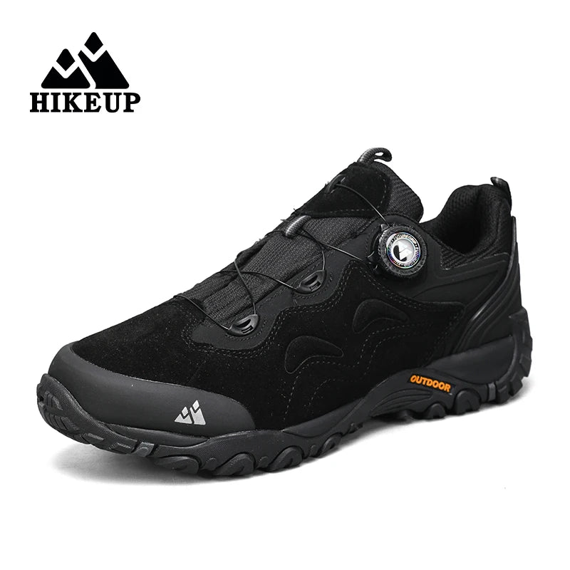 HIKEUP: Zapatos de piel para hombre, zapatillas de senderismo para actividades al aire libre, zapatillas de trekking para turismo, zapatillas de trail running para escalada y montaña, tensor