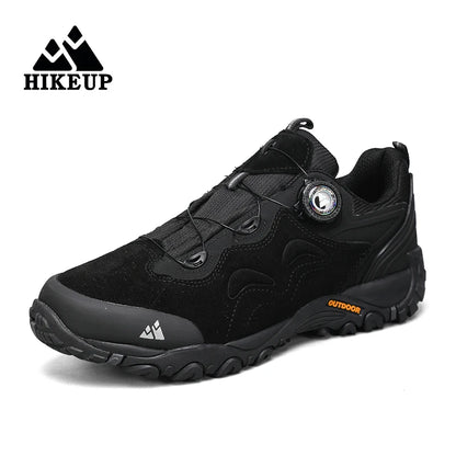 HIKEUP: Zapatos de piel para hombre, zapatillas de senderismo para actividades al aire libre, zapatillas de trekking para turismo, zapatillas de trail running para escalada y montaña, tensor