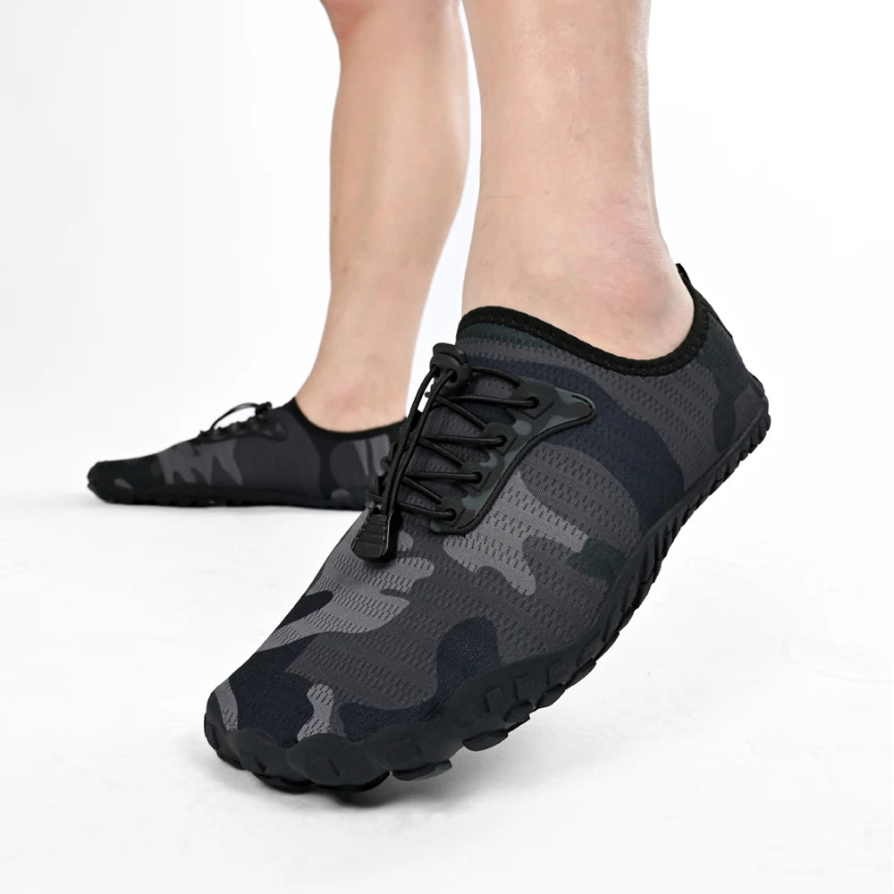 Oiaano Barfußschuhe mit breiter Zehenbox, schwarz, für Damen und Herren, Unisex-Sportsneaker, Aqua-Strandschuhe mit weicher Sohle, leicht und atmungsaktiv