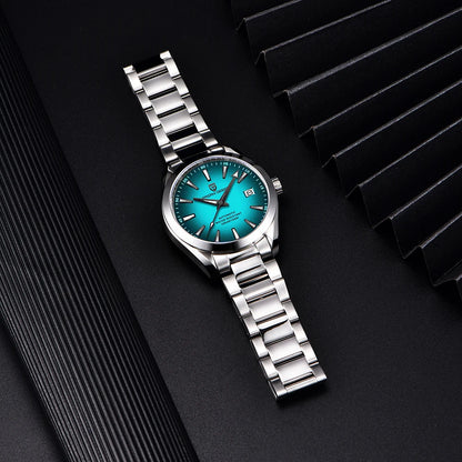 Luxe herenhorloge van PAGANI DESIGN – Mechanisch automatisch model (kaliber 8215), van roestvrij staal, waterdicht, met datumweergave en lichtgevende wijzers