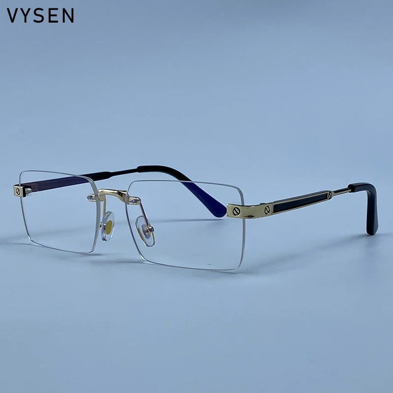 Vintage Rimless Rectangle Sunglasses Men 2026 Luxury Brand Designer Square Metal Frame Sun Glasses Hip Hop Y2K Fashion Eyewear