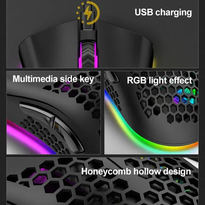 BM600 Wireless Mouse USB 2.4G Wireless RGB Optical Cellular Gaming Mouse Ergonomic Optical Honeycomb Office Wireless Mouse