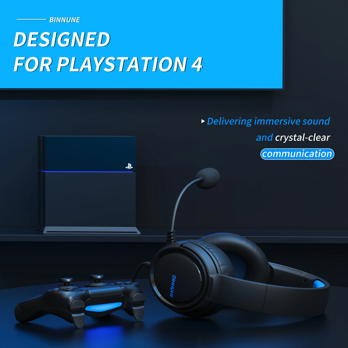 Casque de jeu filaire supra-auriculaire BINNUNE BG02 avec micro pour PS4 PS5 Xbox Series X | Casque stéréo premium pour Xbox One, PC, Switch et Pro