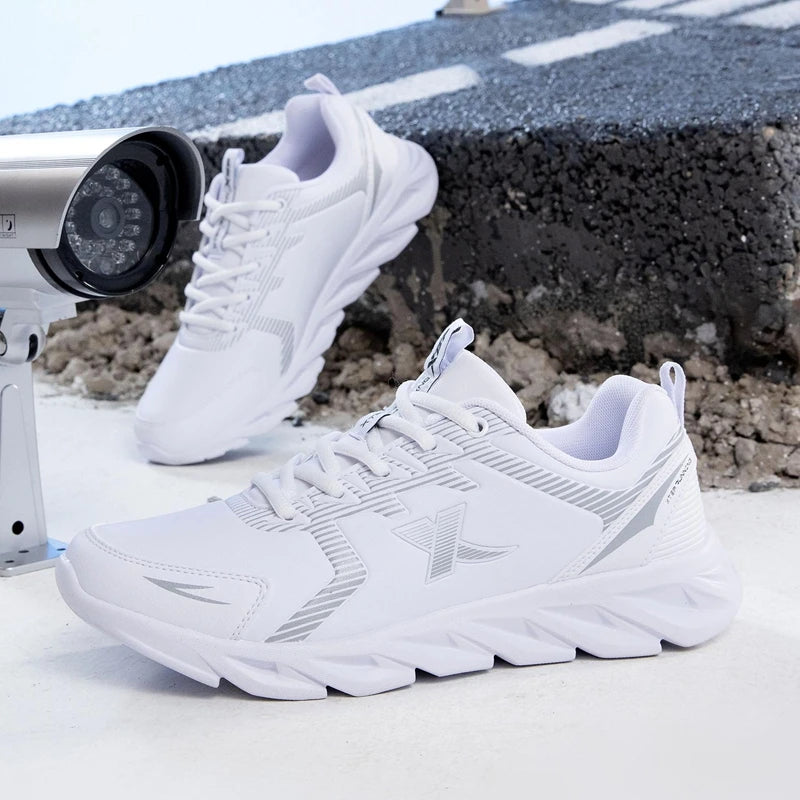 Xtep Running Shoes Non-Slip Soft Women’s Sports Shoes Leather Upper Shock Absorption Female Sneakers 879318110073