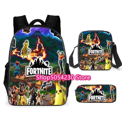 Fortnited 3-delni nahrbtnik za dečke Victory Game, 16-palčni vodoodporen predšolski nahrbtnik, kul šolski nahrbtniki za osnovno šolo