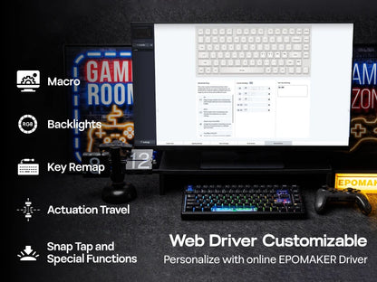 EPOMAKER HE80 75% US-QWERTY-Layout Hot-Swap Creamy Gasket kabelgebundene magnetische mechanische Tastatur mit Hall-Effekt, DKS SOCD für PC/Mac