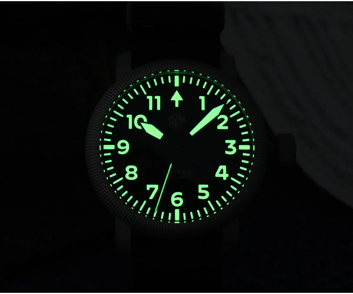 San Martin New 40mm Retro Pilot YN55 Automatic Mechanical Fashion Simple Style Men Wristwatch 100m Waterproof C3 Luminous SN0143