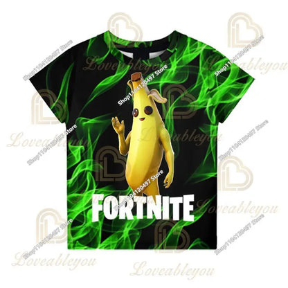 Fortnite T Shirt for Kids Banana Peely T-shirt Men's Women's Tshirt Battle Royale Game T Shirt Harajuku Summer Tops