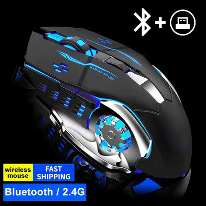 Q13 2.4G Bluetooth Wireless Mouse RGB Backlight DPI Adjustable 6 Keys USB Rechargeable Mechanical E-Sports Mouse for PC Laptop
