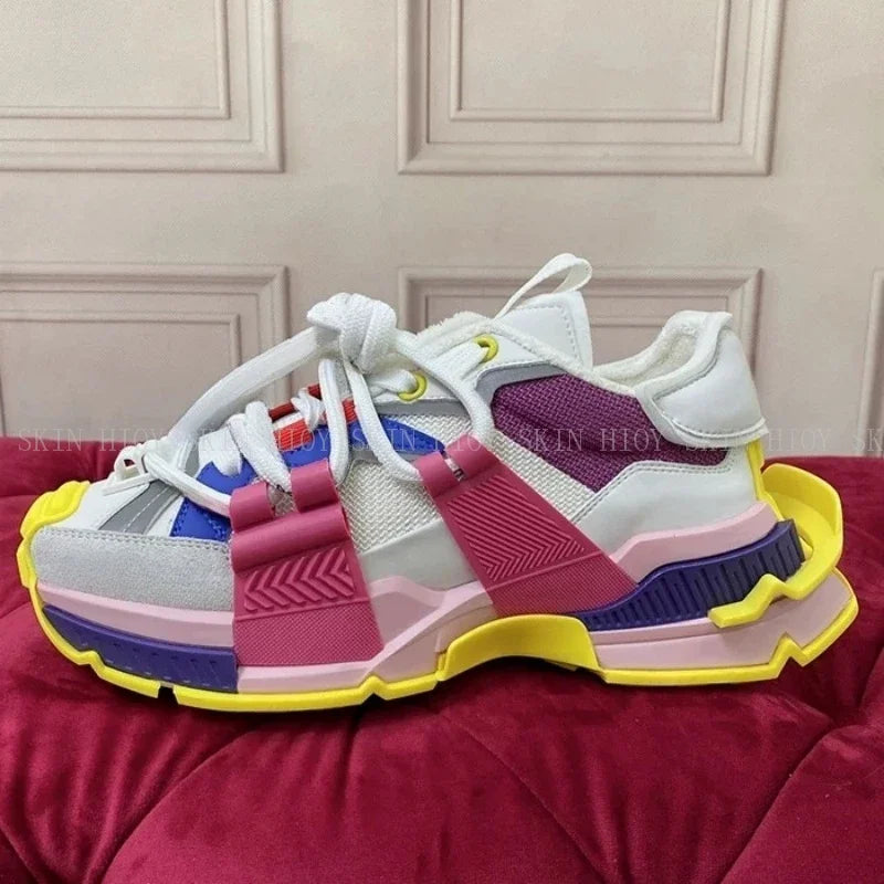 2026 Fashion Women Sneakers Size 35-46 High Quality  Platform Sneaker Men Casual Shoes Sports Running Shoes Lace Up Patchwork