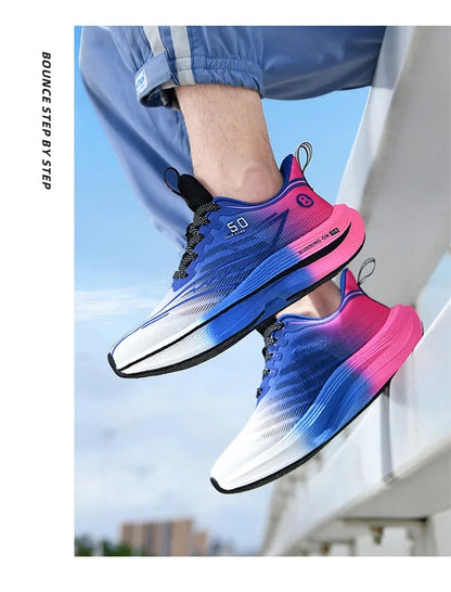 Heren hardloopschoenen met koolstofplaat, zacht gedempte, schokabsorberende sportschoenen, unisex sneakers, lichte antislip trainingsschoenen