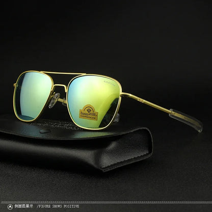 RE Sunglasses Man American Army Military Aviation Pilot Sun Glasses Glass Lens Woman Luxury Brand Vintage Metal Titanium Frame