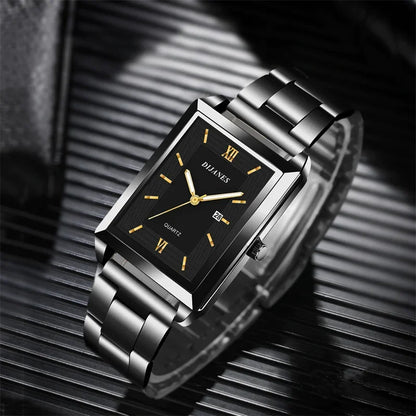 Fashion Watches for Men Luxury Rectangle Stainless Steel Men's Quartz Wristwatch Business Man Watch Clock Gift relogio masculino