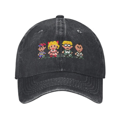 Earthbound Party Member Sprites Baseball Cap - Black Peaked Cap, Lightweight Polyester, Sports Style, Women's and Men's Cap, Par
