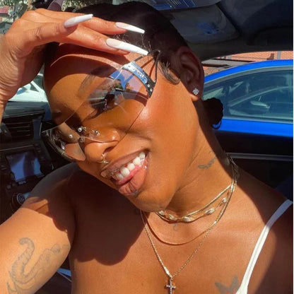 Fashion 2000's Vintage One Piece Sunglasses Women Y2K Wrap Around Retro Sun Glasses Men Punk Eyewear Shades UV400 Oculos