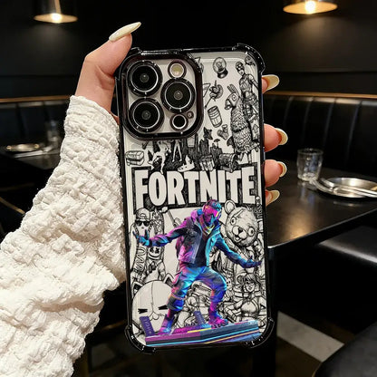 Funda de teléfono FortniteS popular con acabado metalizado para iPhone 17 17e 16e 16 15 14 13 12 11 Pro Max X XR XSMax 7 8 Mini Air Plus anticaídas