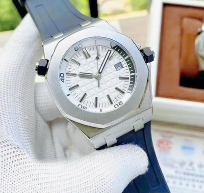 High End 42mm Luxury Mens Automatic Watches 904L Stainless Steel Black Blue Rubber Bracelet Sapphire Lens Waterproof Casual