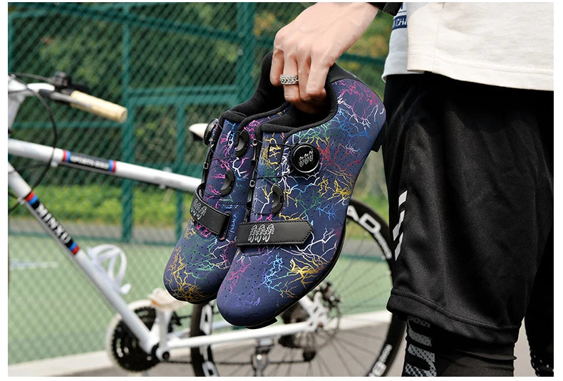 Zapatillas de ciclismo para hombre con cierre automático; zapatillas de ciclismo de carretera; zapatillas deportivas de ciclismo de montaña para exterior; zapatillas de ciclismo de spinning para mujer para interior