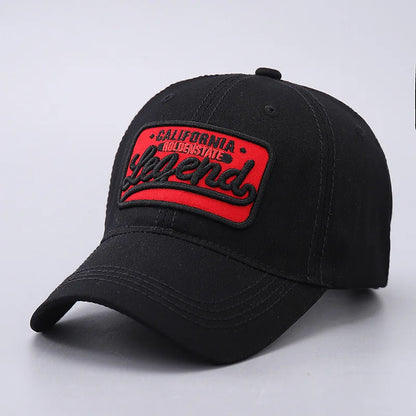 3D letter embroidered baseball cap, all cotton LEGEND washed curved brim hat, suitable for outdoor sports and sun protection
