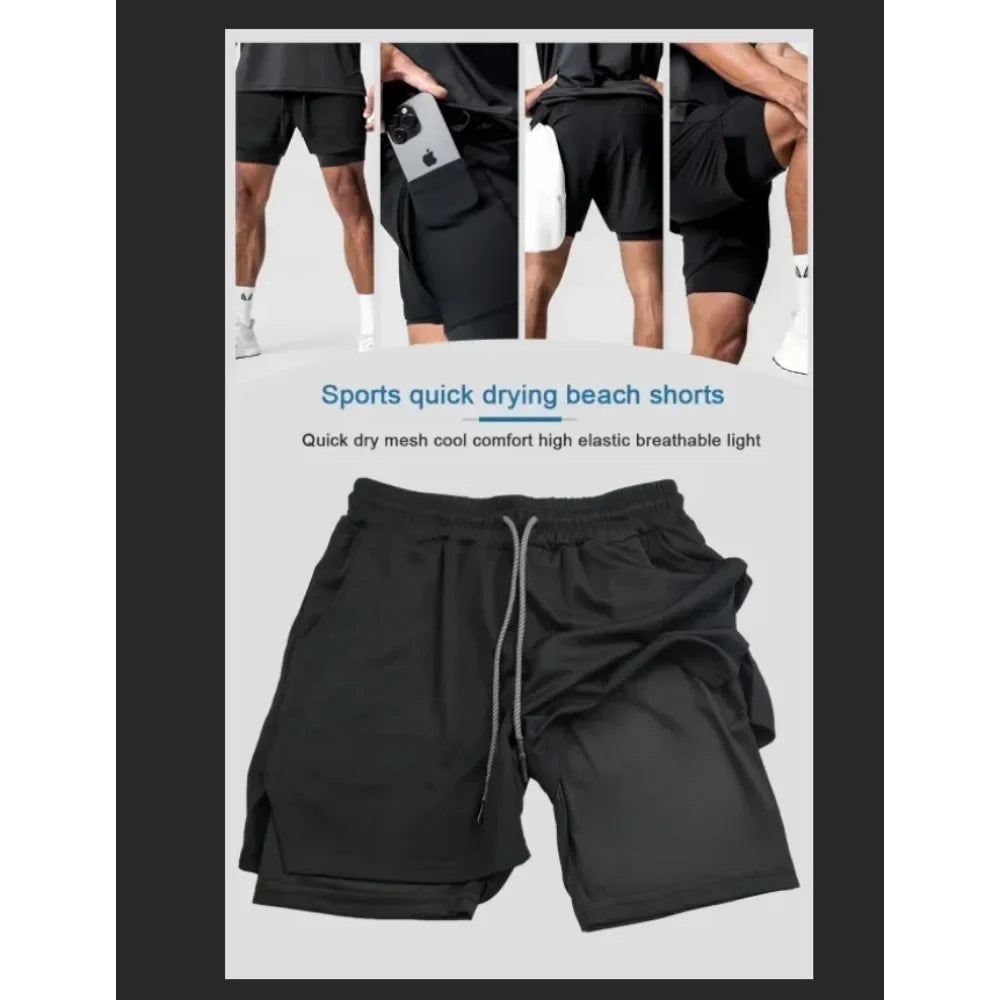 Dragon Ball Peripheral Printing Double-layer Shorts GOKU 2025 American Sports Comfortable Summer Men's Loose Breathable Pants