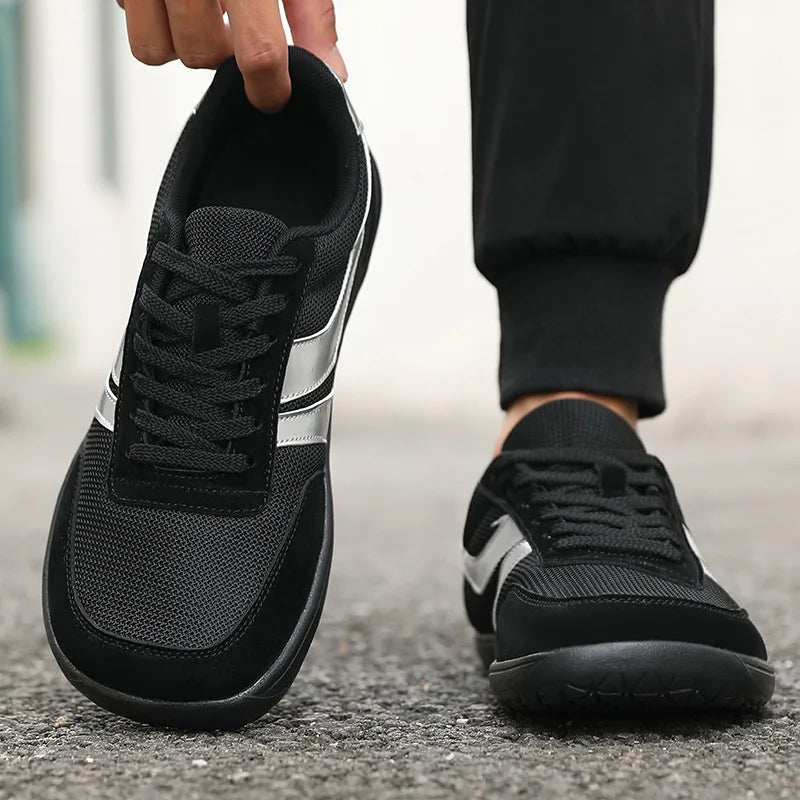 Zapatillas de hombre de puntera ancha, de moda, con suela blanda y horma ancha, calzado informal para exterior, unisex, de malla, tipo «barefoot», tenis de hombre