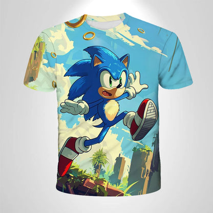 206 Sonic The Hedgehog – anime – oddychająca koszulka dla chłopców, odzież dziecięca, odzież codzienna, oddychający, cienki krój, koszulka unisex