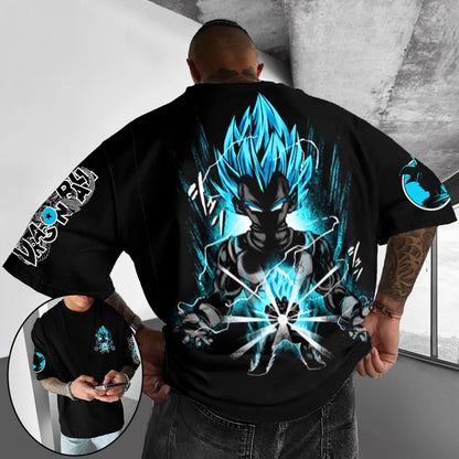 T-shirt de algodão de manga curta com estampado de Dragon Ball Z – Son Goku e Vegeta – Roupa para homem e mulher – Estilo Harajuku, Y2K, vintage, verão, streetwear